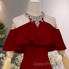 Elegant Mermaid Red Long Evening Prom Dresses Formal Evening Dresses