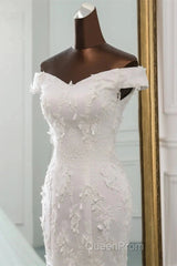 Elegant Off-The-Shoulder Mermaid Long Wedding Gown With Lace Appliques