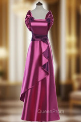 Elegant Rose Satin Flower Mother Of The Bride Dresses With Jacket