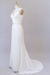Elegant Ruffle Beading Chiffon Sheath Wedding Dresses