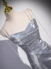 Elegant Silver Sequin Mermiad Evening Prom Dresses Long Evening Dresses
