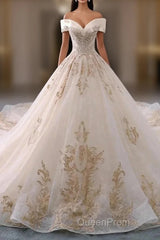 Embroidered Off-The-Shoulder Wedding Dresses