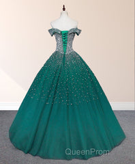 Emerald Green Sequin Evening Prom Dresses Beaded Quinceanera Dresses