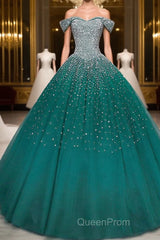 Emerald Green Sequin Evening Prom Dresses Beaded Quinceanera Dresses