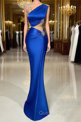 Fabulous Long Satin Column Mermaid Evening Evening Prom Dresses With Beading