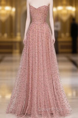 Fairy A Line Sweetheart Pink Long Tulle Evening Prom Dresses 22Th Birthday Outfit