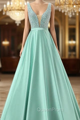 Fairy Tale Green Evening Prom Dresses Satin Evening Prom Dresses Sexy Evening Prom Dresses