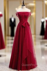 Fancy Tulle Off the Shoulder Beading Evening Prom Dresses