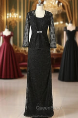 Fashion 2 Piece Vintage Black Lace Mother of the Bride Dresses with Jacket
