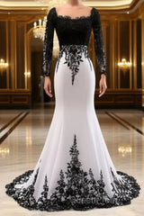 Fashion Long Sleeve Lace Chiffon Trumpet / Mermaid Mother of the Bride Dresses