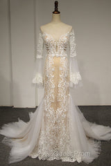 Flare Sleeve Sexy Mermaid Wedding Dresses