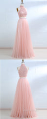 Floor-Length Tulle Sleeveless Evening Prom Dresses