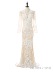 Formal Celebrity Dresses Mermaid Deep V-neck Long Sleeves Slit Sexy Long Evening Dresses