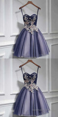 Cute tulle lace sweetheart neck short Prom Dresses