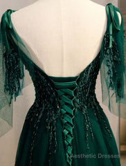 A-Line Party Dress Elegant Engagement Formal Evening Birthday Dress Spaghetti Strap Sleeveless Sweep