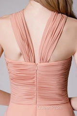 Glam Blush Pink Evening Prom & Wedding Dresses-Sweet 16 Chiffon Evening Gown For Graduation & Quinceanera