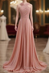 Glam Blush Pink Evening Prom & Wedding Dresses-Sweet 16 Chiffon Evening Gown For Graduation & Quinceanera