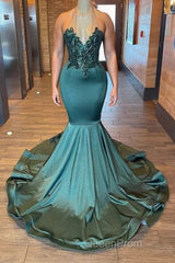 Glamorou V-Neck Sleeveless Halter Mermaid Evening Prom Dresses With Beading