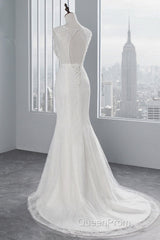 Glamorous Long Mermaid Tulle Appliques Lace Wedding Dresses