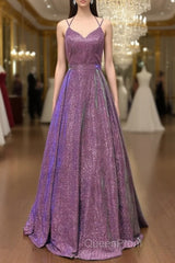 Glitter Ball Gown Evening Prom Dresses Cross Back