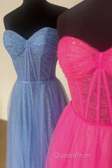 Glitter Sweetheart Sheer Corset A-Line Long Evening Prom Dresses