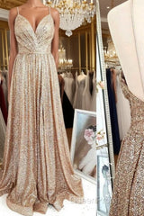Gold sequin long Evening Prom Dresses gold evening Dresses