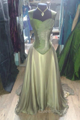 Gorgeous A Line Straps Floor Length Satin Retro Evening Dresses Evening Prom Dresses