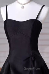 Gorgeous A Line Straps Satin Black Evening Prom Dresses