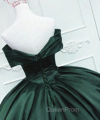Gorgeous Ball Gown Green Satin Quinceanera Dresses, Green Sweetheart Evening Dresses