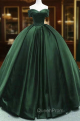 Gorgeous Ball Gown Green Satin Quinceanera Dresses, Green Sweetheart Evening Dresses