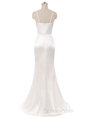 Gorgeous Beach Wedding Dresses Mermaid Sleeveless Evening Dresses V Neck Straps Split Ivory Bridal Gown With Court Train