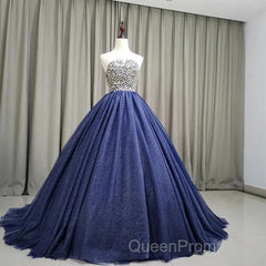 Gorgeous Blue Ball Gown Sweet 16 Party Dresses Handmade Formal Gown Off Shoulder Evening Prom Dresses