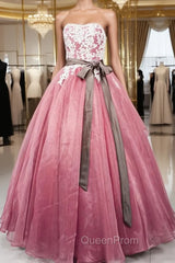 Gorgeous Dark Pink Organza with Lace Evening Gown, Quinceanera Dresses