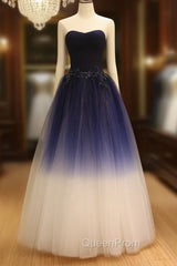 Gorgeous Gradient Tulle Ball Gown Evening Dresses, Tulle Party Dresses with Applique