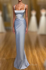 Gorgeous Long Blue Mermaid Graduation Dresses Fabulous Straps Evening Prom Dresses