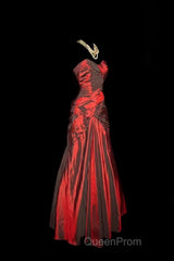Gorgeous Mermaid Sweetheart Red Taffeta Long Evening Dresses Evening Prom Dresses