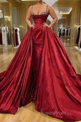 Gorgeous Spaghetti Strap Sleeveless Evening Prom Dresses With Train