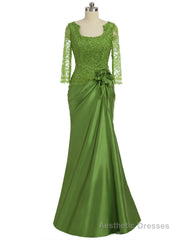 Graceful Green Mother Of The Bride Dresses Mermaid Long Sleeves Lace