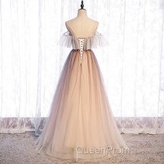 Gradient Tulle with Straps Sweetheart Party Dresses, A-line Tulle Evening Dresses Evening Prom Dresses