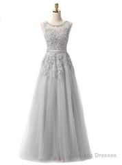 Gray Lace Beading Scoop Sleeveless Bridesmaid Dress