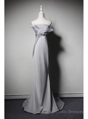 Gray Mermaid Strapless Prom Dress