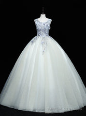 Gray Tulle Appliques Sequins Quinceanera Dress
