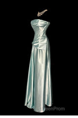 Green Bodycon Dresses Strapless Satin Long Evening Prom Dresses Simple Evening Dresses