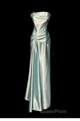 Green Bodycon Dresses Strapless Satin Long Evening Prom Dresses Simple Evening Dresses