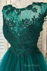 Green Lace Tulle Short Evening Prom Homecoming Dresses, Green Lace Formal Graduation Evening Dresses