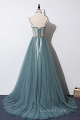 Green sweetheart tulle lace long Evening Prom Dresses green formal Dresses