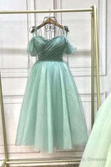 Green Tulle Short A-Line Prom Dress, Cute A-Line Homecoming Party Dress