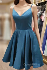 Homecoming Dresses Simple V Neck Satin Short Bridesmaid Dresses