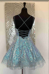 Hot Pink Sequins A-Line Homecoming Dresses
