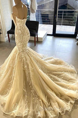 Ivory Sweetheart Strapless Long Mermaid Wedding Dresses